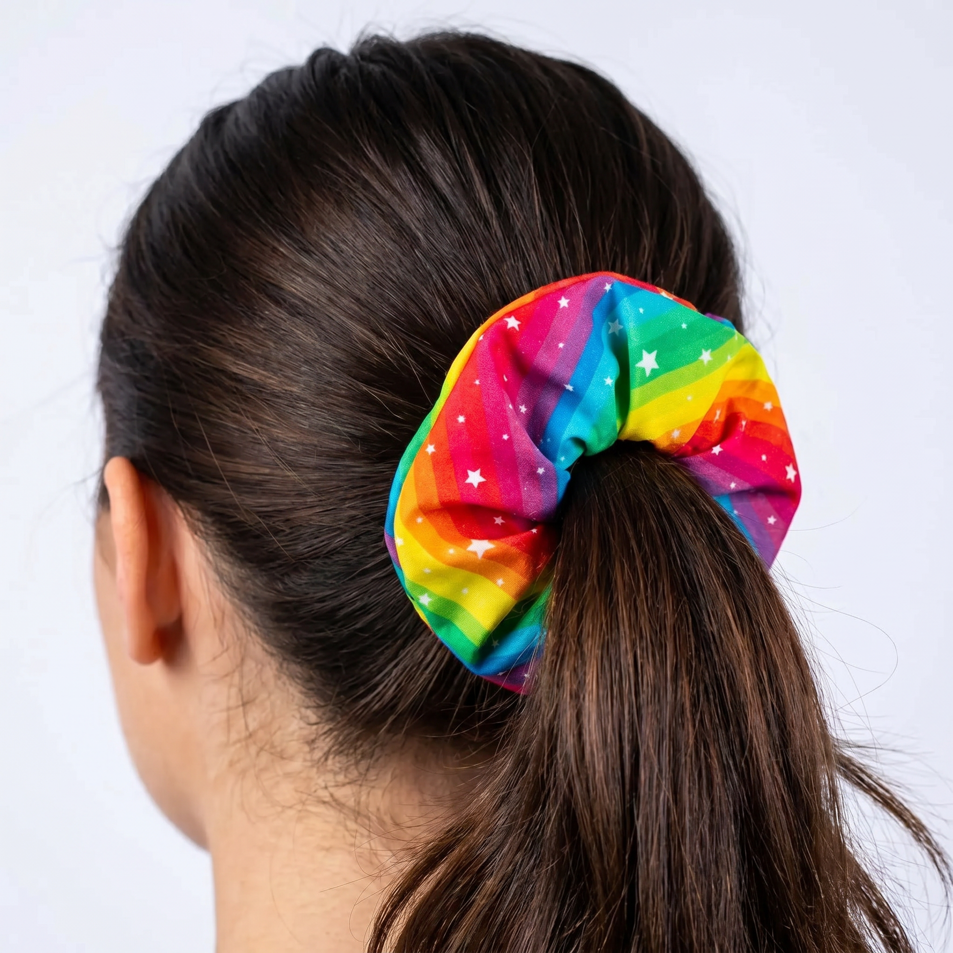 Rainbow Star Scrunchie 3-Pack | Nylon Hair Ties for All Hair Types