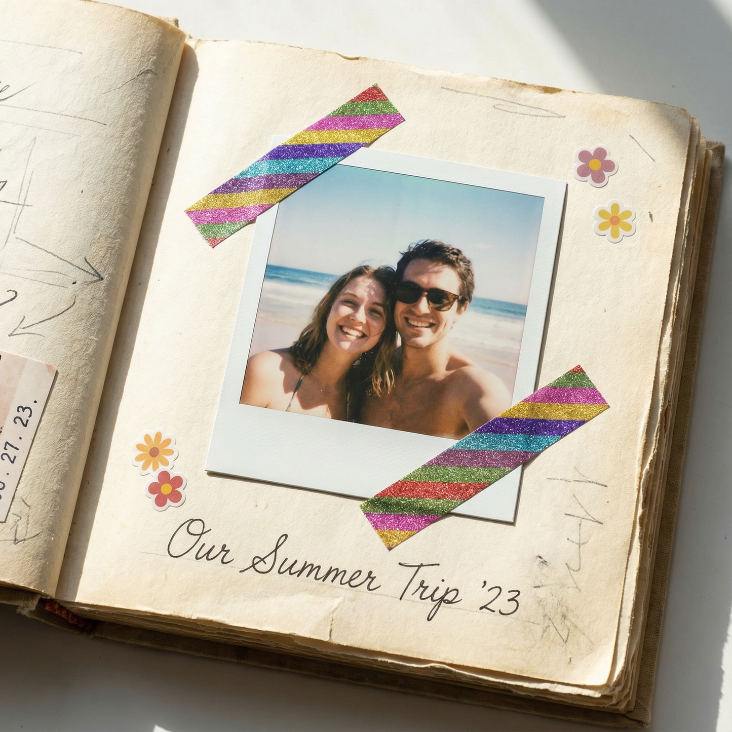 Rainbow Stripe Glitter Washi Tape