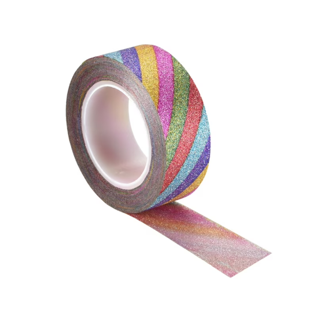 Rainbow Stripe Glitter Washi Tape