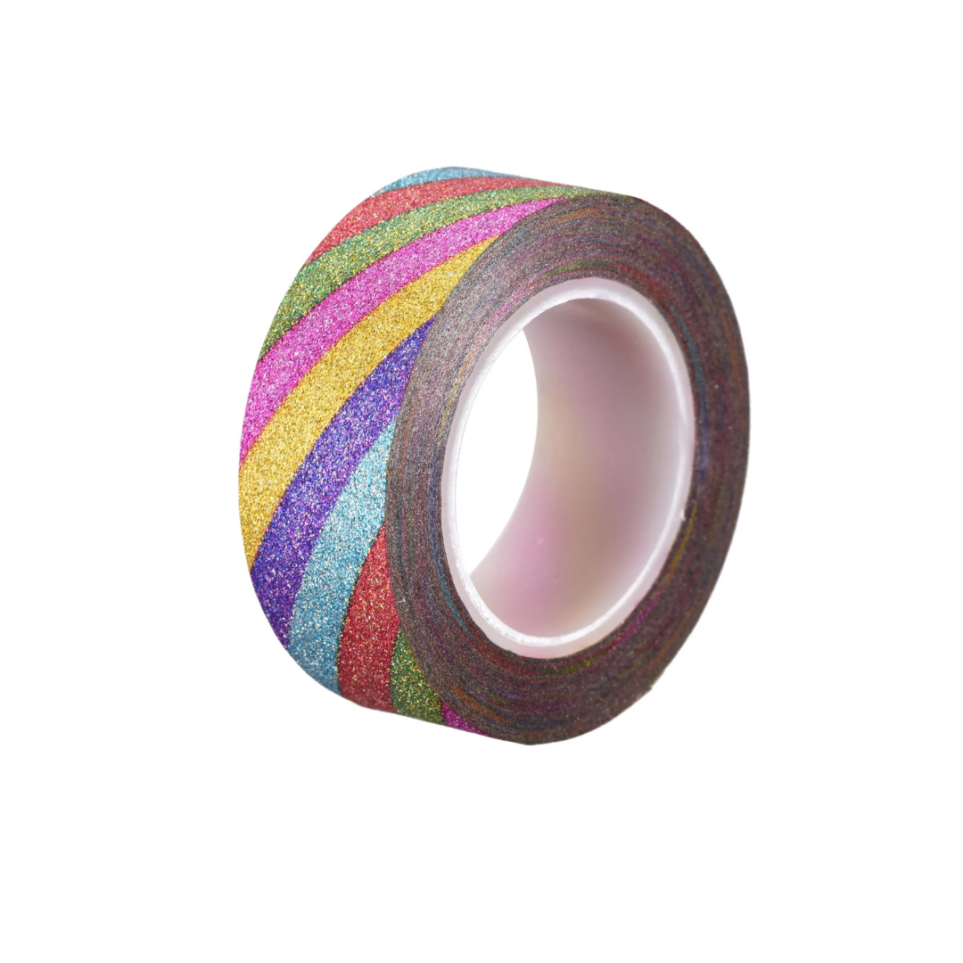Rainbow Stripe Glitter Washi Tape