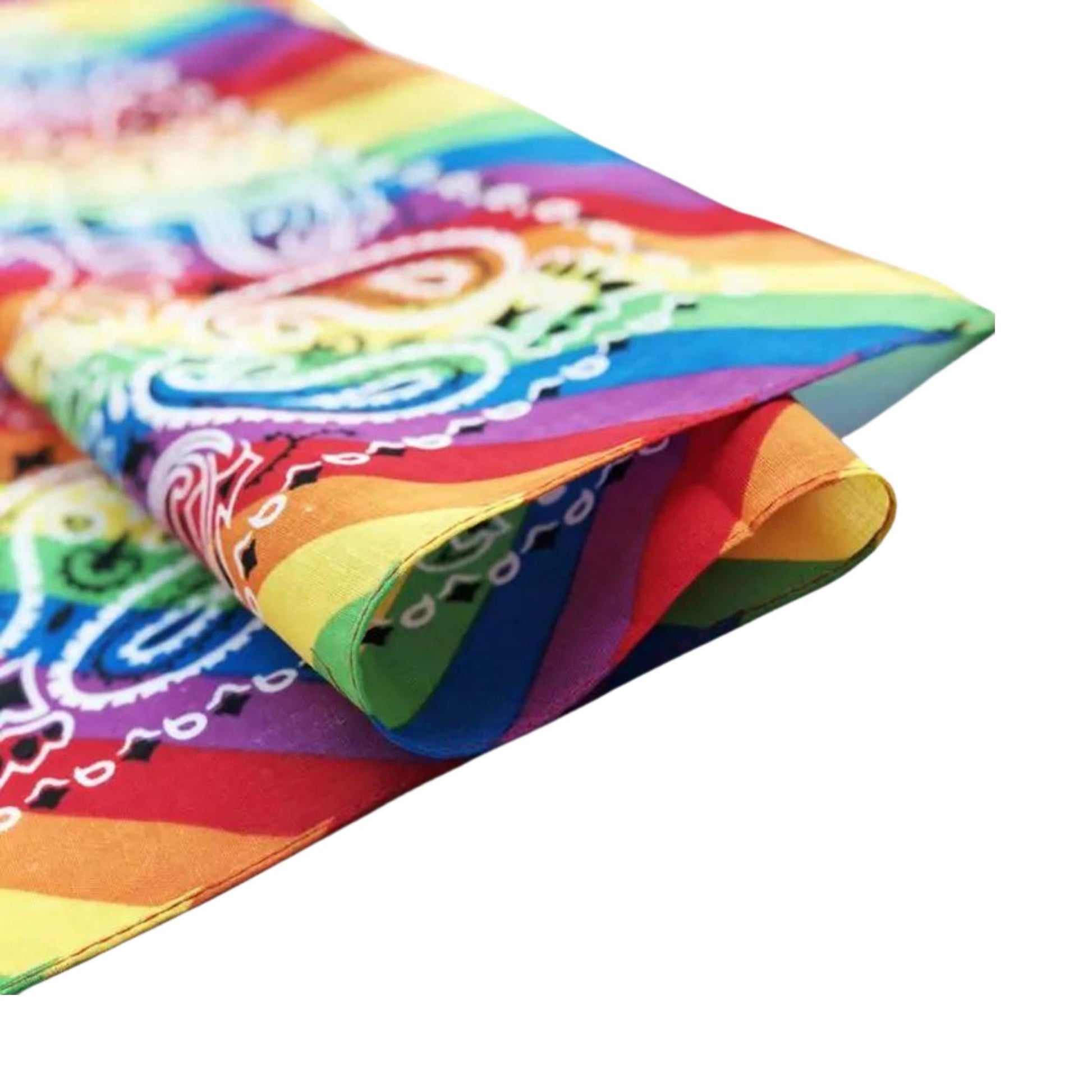 Rainbow Stripe Paisley Print Cotton Bandana