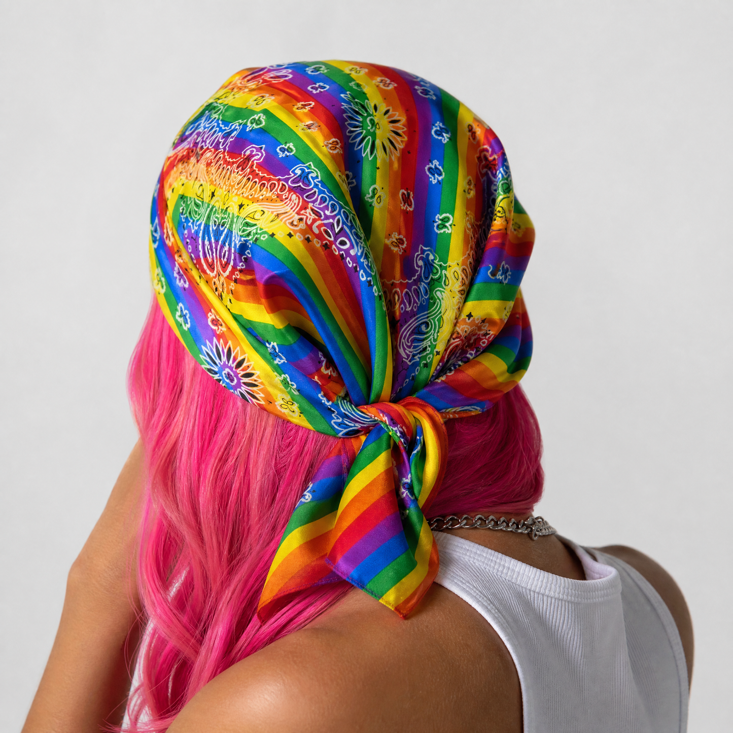 Rainbow Stripe Pride Paisley Print Cotton Bandana-Paper & Quartz-The Bullish Store
