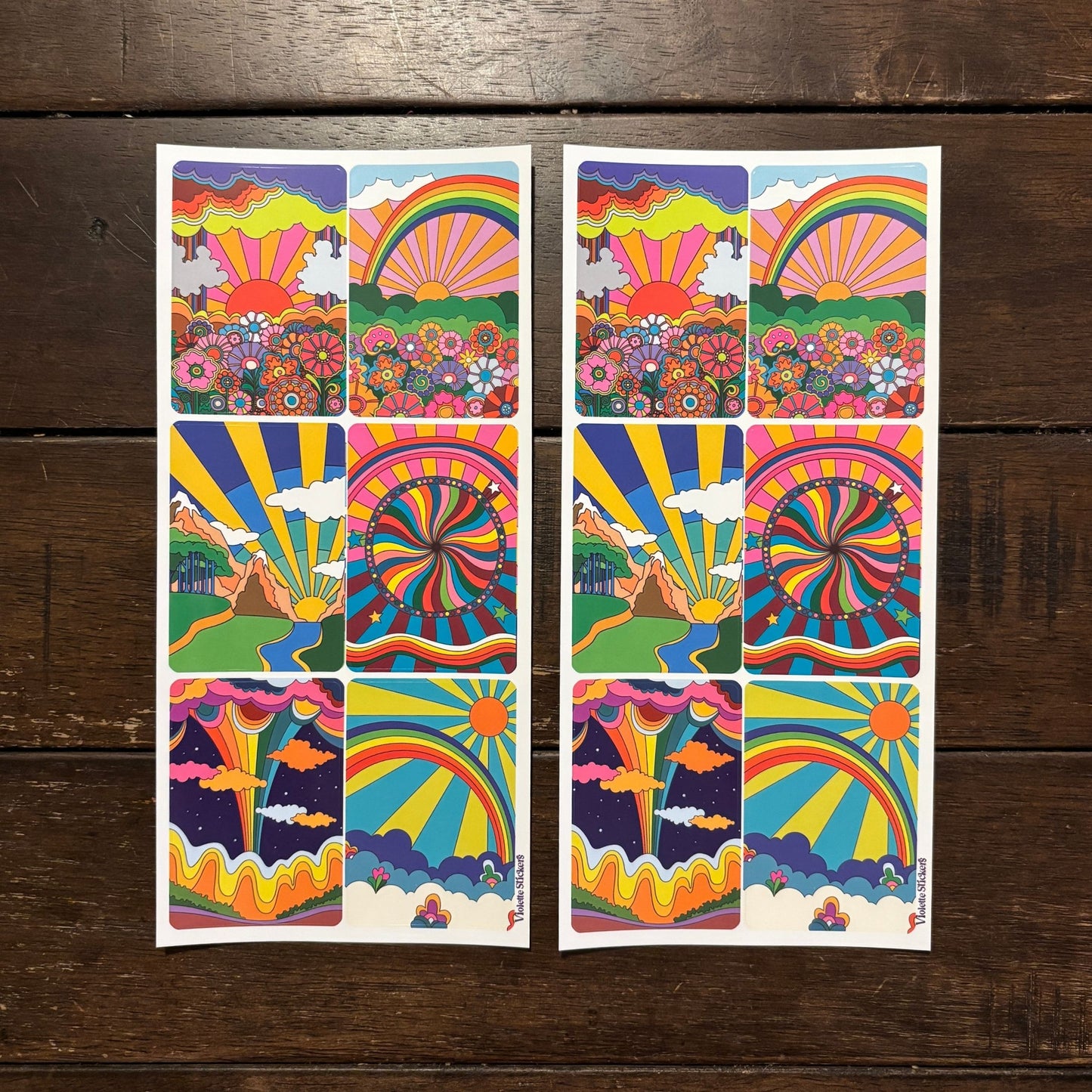 Rainbow Wheels Clear Stickers | 4" x 8" | 2 Sheets