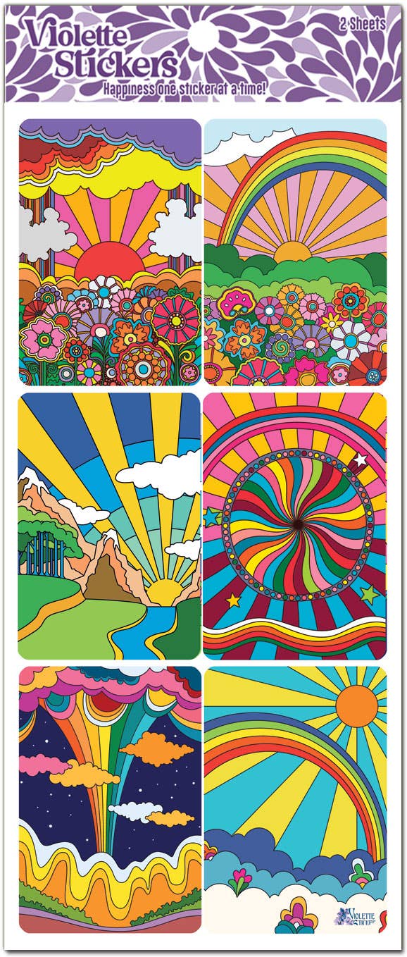 Rainbow Wheels Clear Stickers | 4" x 8" | 2 Sheets