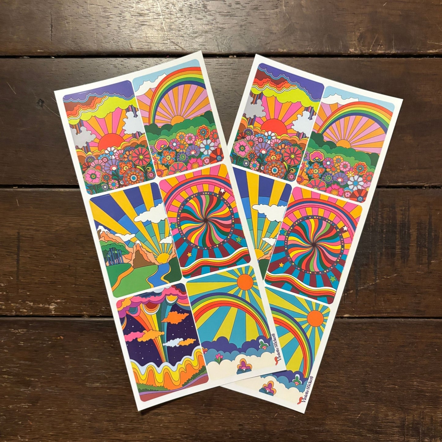 Rainbow Wheels Clear Stickers | 4" x 8" | 2 Sheets