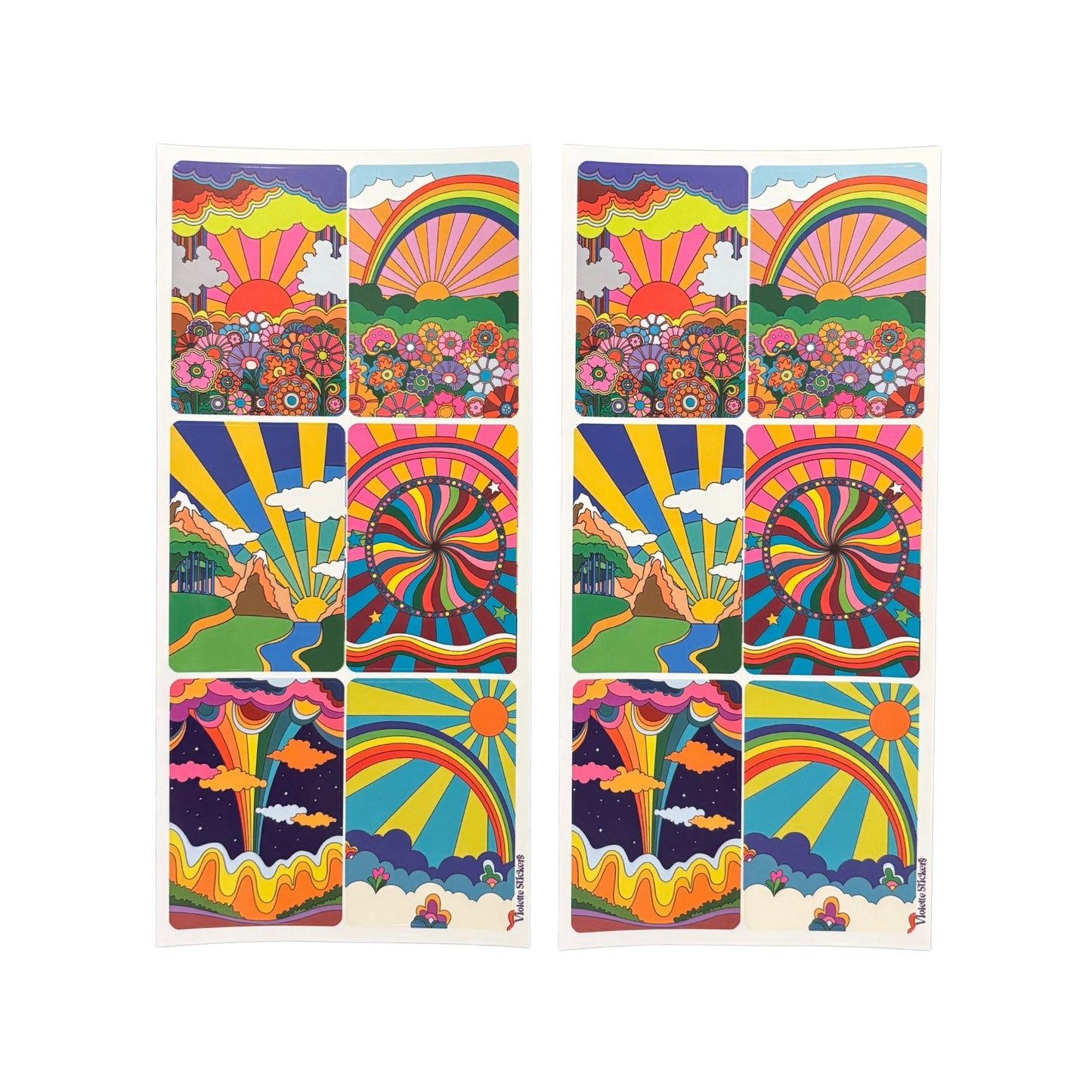 Rainbow Wheels Clear Stickers | 4" x 8" | 2 Sheets