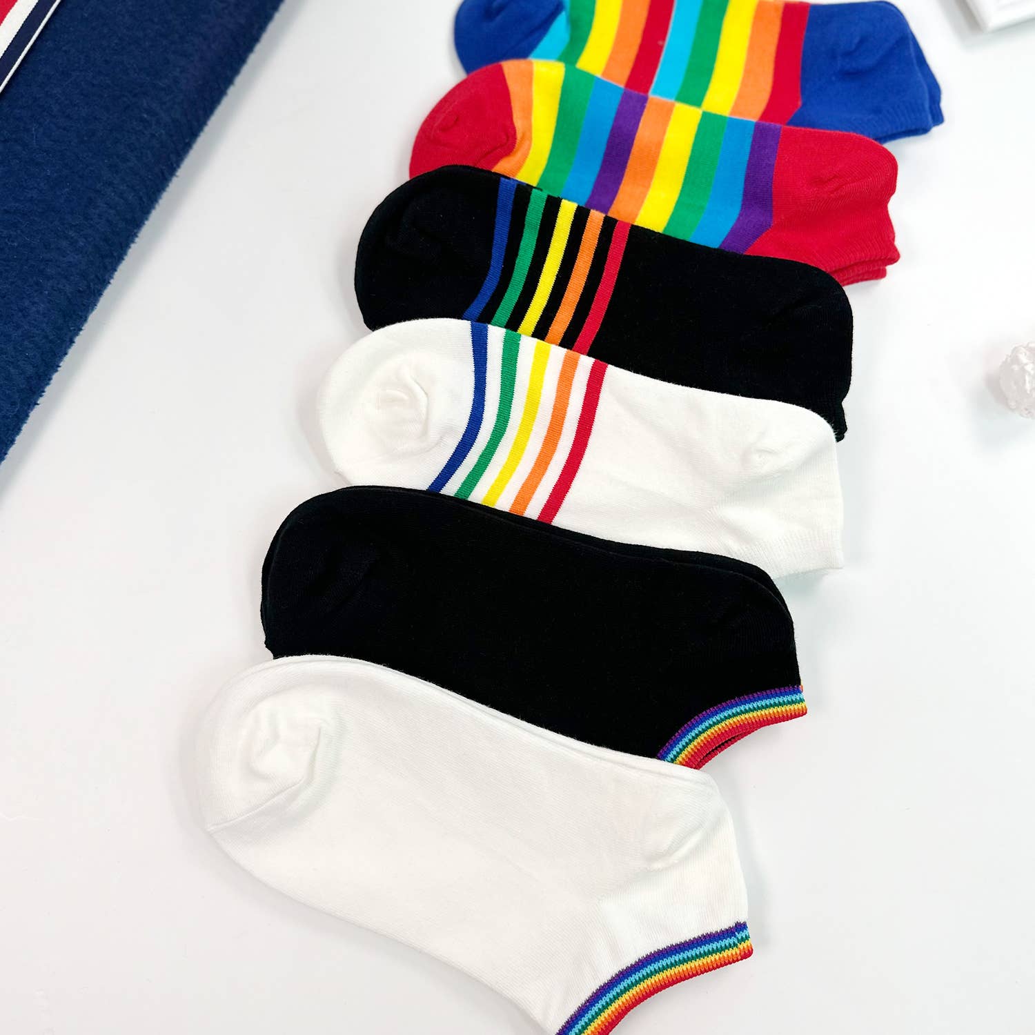 Rainbow Women's Ankle Socks in White | Pride LGBTQ Socks [Size 5-10]