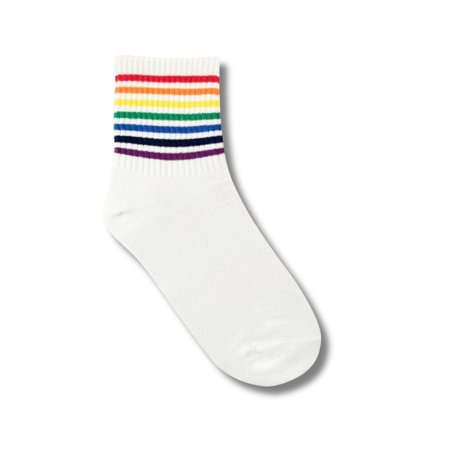 Rainbow Women's Crew Socks in White or Black | LGBTQ Pride [Size 5-10]