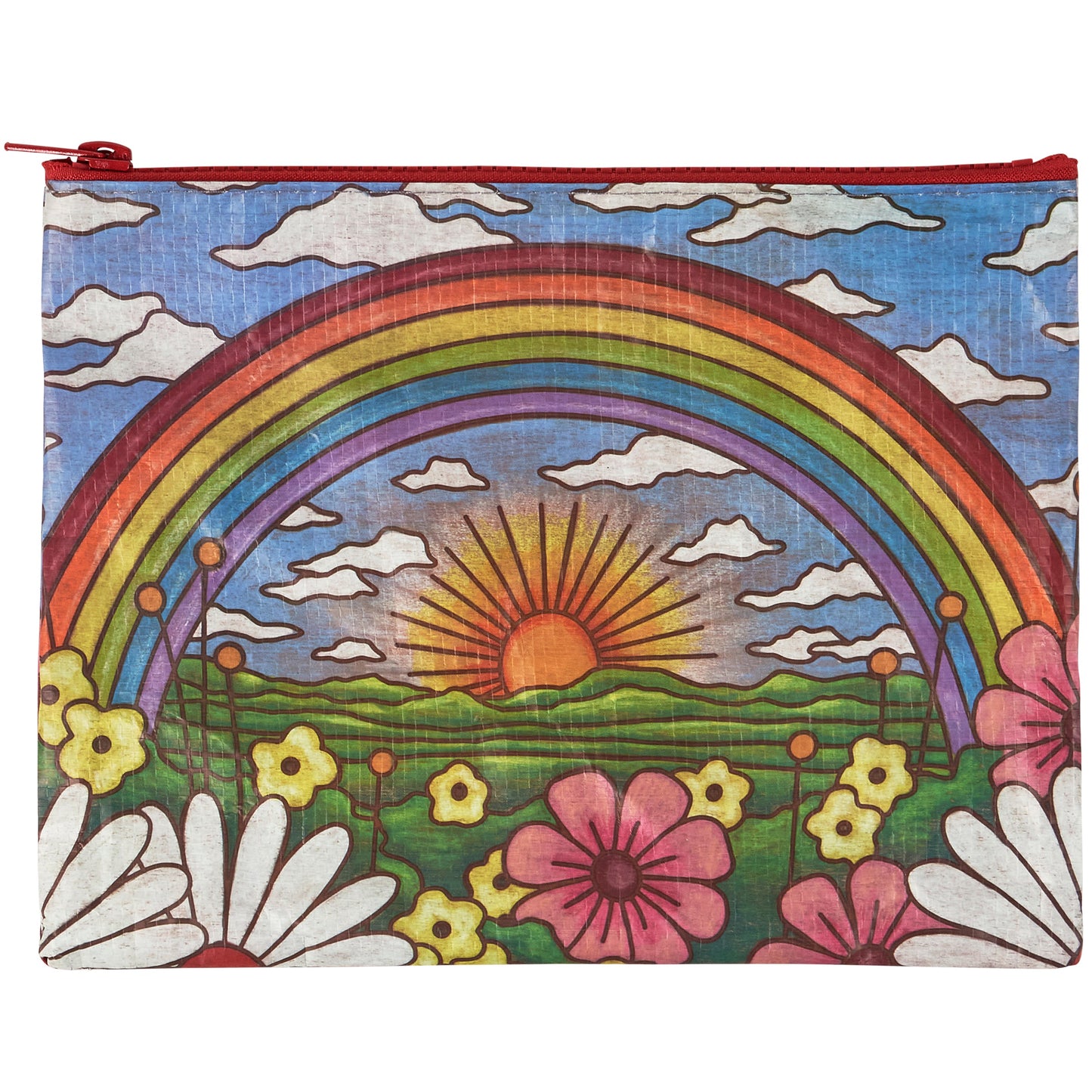 Rainbow and Sunrise Double-sided Zipper Pouch | Recycled Material Wallet Organizer | 9.50" x 7"