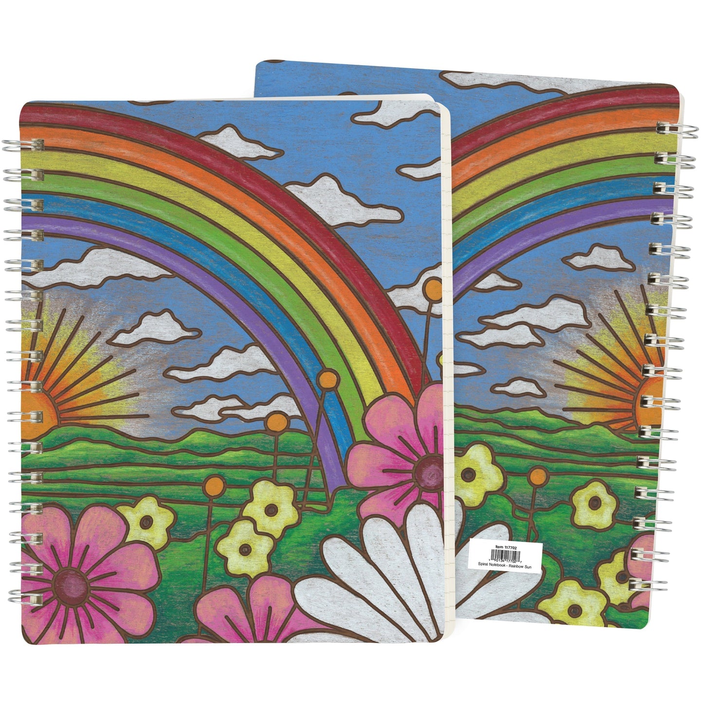 Rainbow and Sunrise Spiral Notebook | Double-Sided Journal | 120 Lined Pages