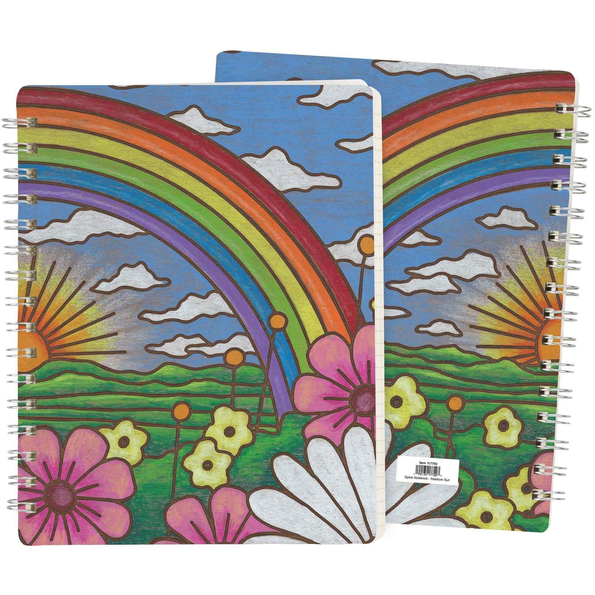 Rainbow and Sunrise Spiral Notebook | Double-Sided Journal | 120 Lined Pages