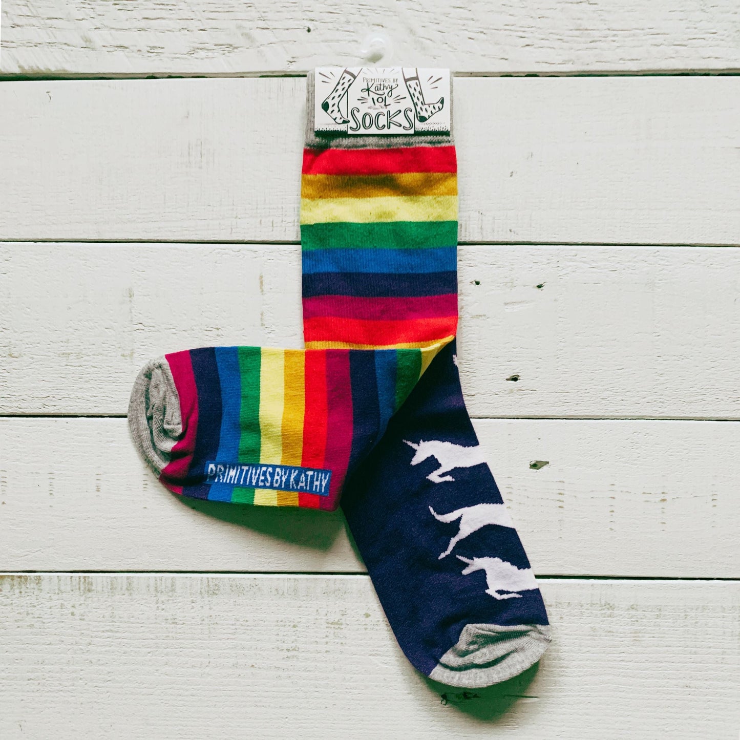Rainbows And Unicorns Socks | Mismatched Designs | Unisex