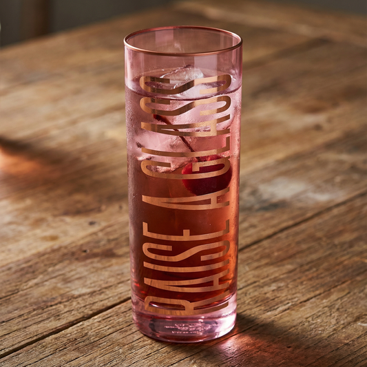 Raise A Glass Collins Cocktail Glass in Pink | 17 oz.