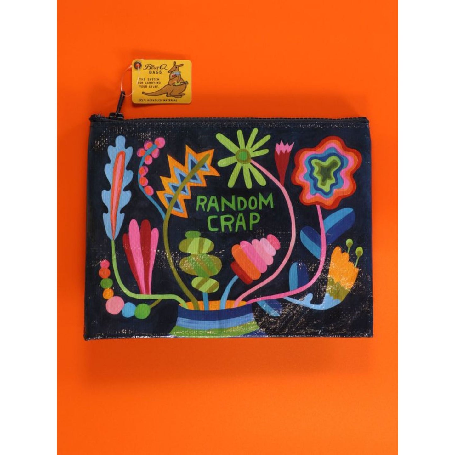 Random Crap Floral Zipper Pouch | Storage Case Organizer | 9.5" x 7.25" | BlueQ at GetBullish