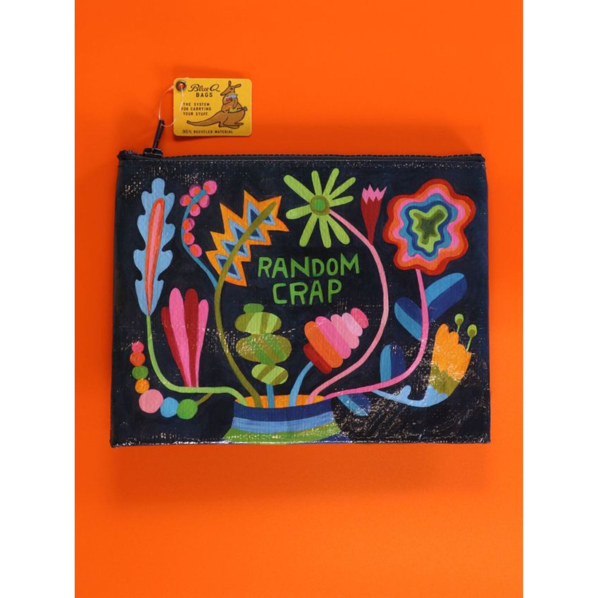 Random Crap Floral Zipper Pouch | Storage Case Organizer | 9.5" x 7.25" | BlueQ at GetBullish