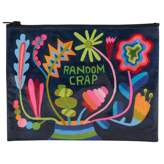 Random Crap Floral Zipper Pouch | Storage Case Organizer | 9.5" x 7.25" | BlueQ at GetBullish