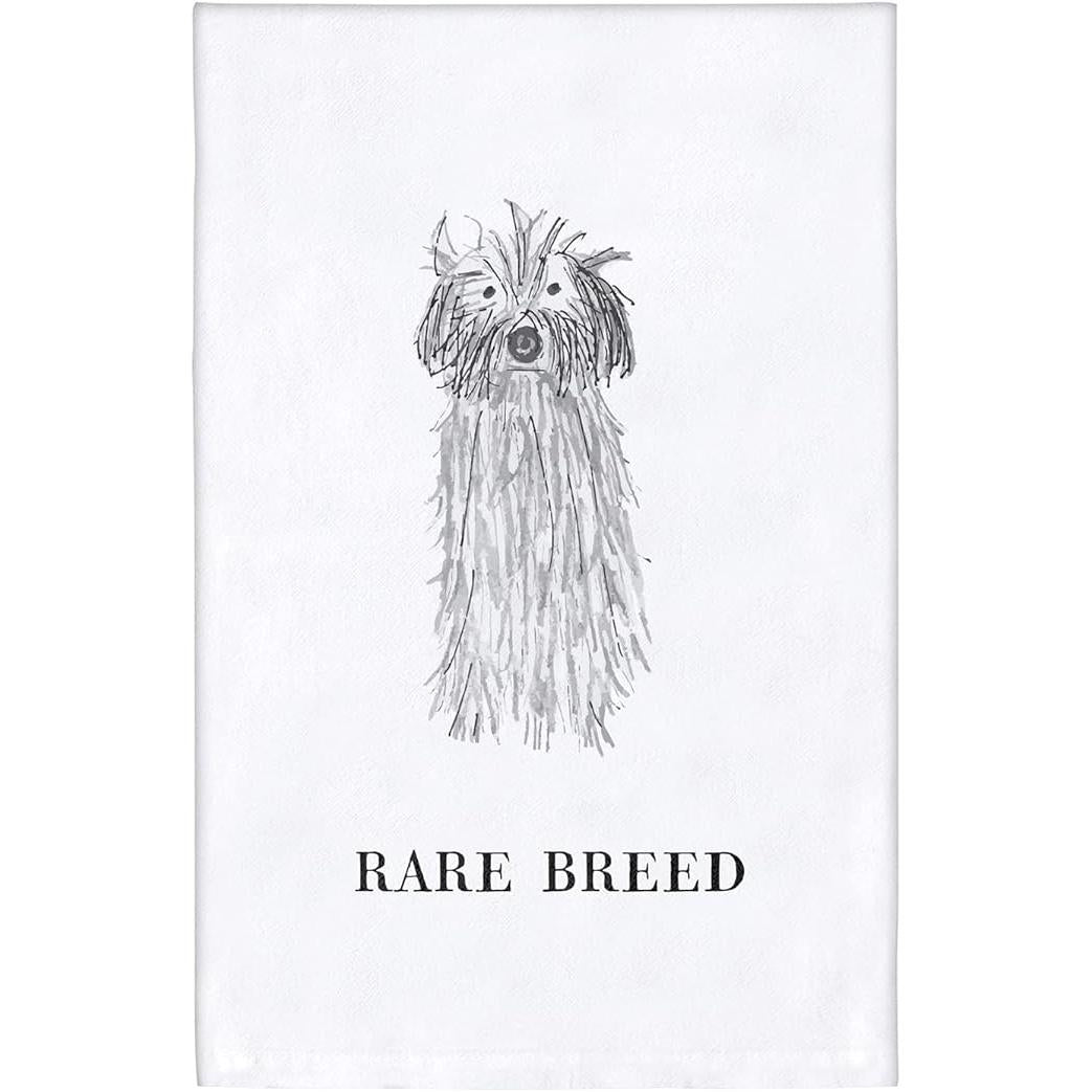 Rare Breed Tea Towel | Dog Illustration Thirsty Boy Dish Towel | Cotton Flour Sack Kitchen Towel | 30" x 30"