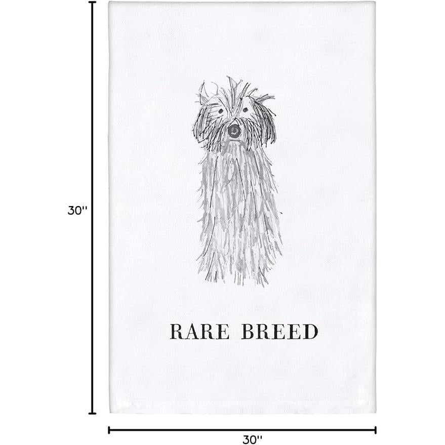 Rare Breed Tea Towel | Dog Illustration Thirsty Boy Dish Towel | Cotton Flour Sack Kitchen Towel | 30" x 30"