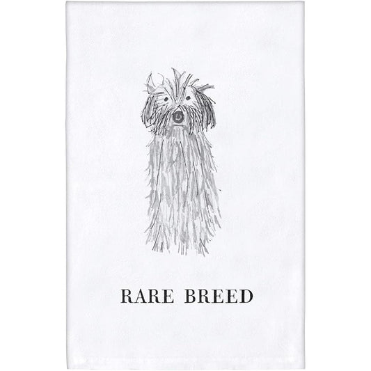 Rare Breed Tea Towel | Dog Illustration Thirsty Boy Dish Towel | Cotton Flour Sack Kitchen Towel | 30" x 30"