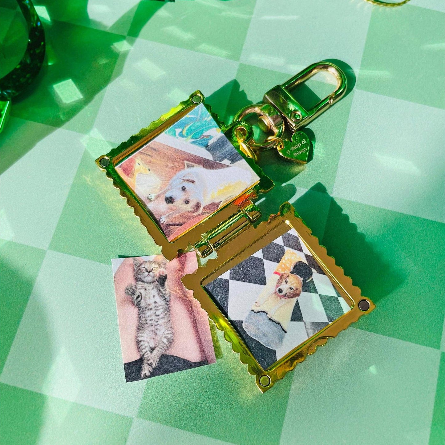 Ravioli Locket Keychain | Tiny Pasta Key Holder in Gold Plated