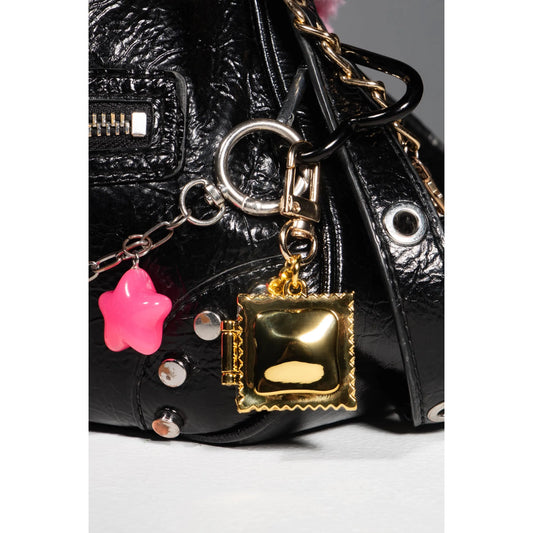 Ravioli Locket Keychain | Tiny Pasta Key Holder in Gold Plated