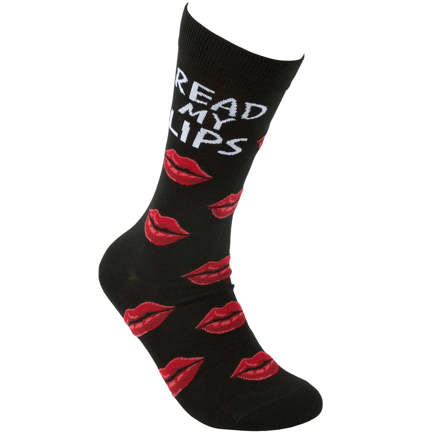 Read My Lips Socks | Sassy Valentine Red Lips Novelty Crew Socks