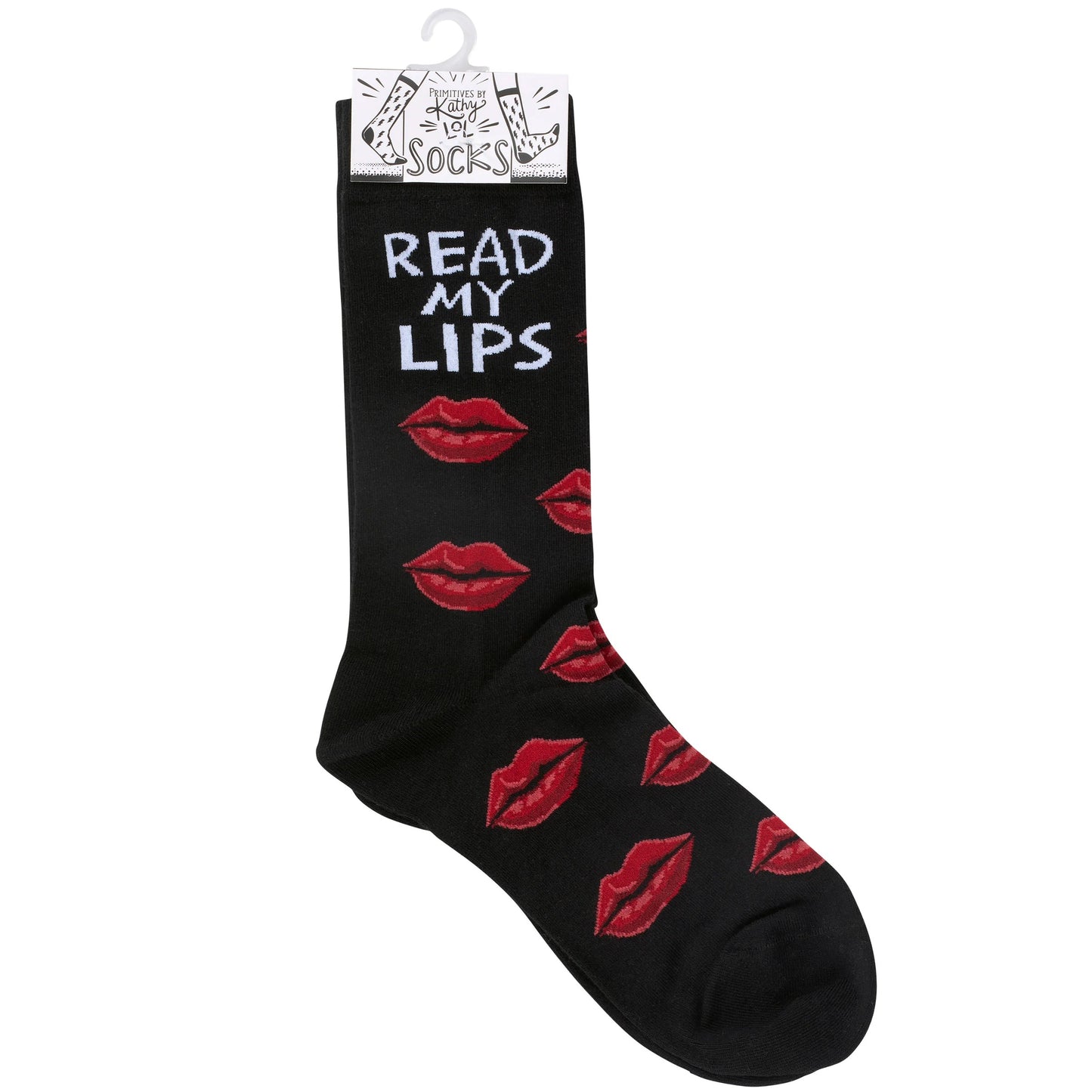 Read My Lips Socks | Sassy Valentine Red Lips Novelty Crew Socks