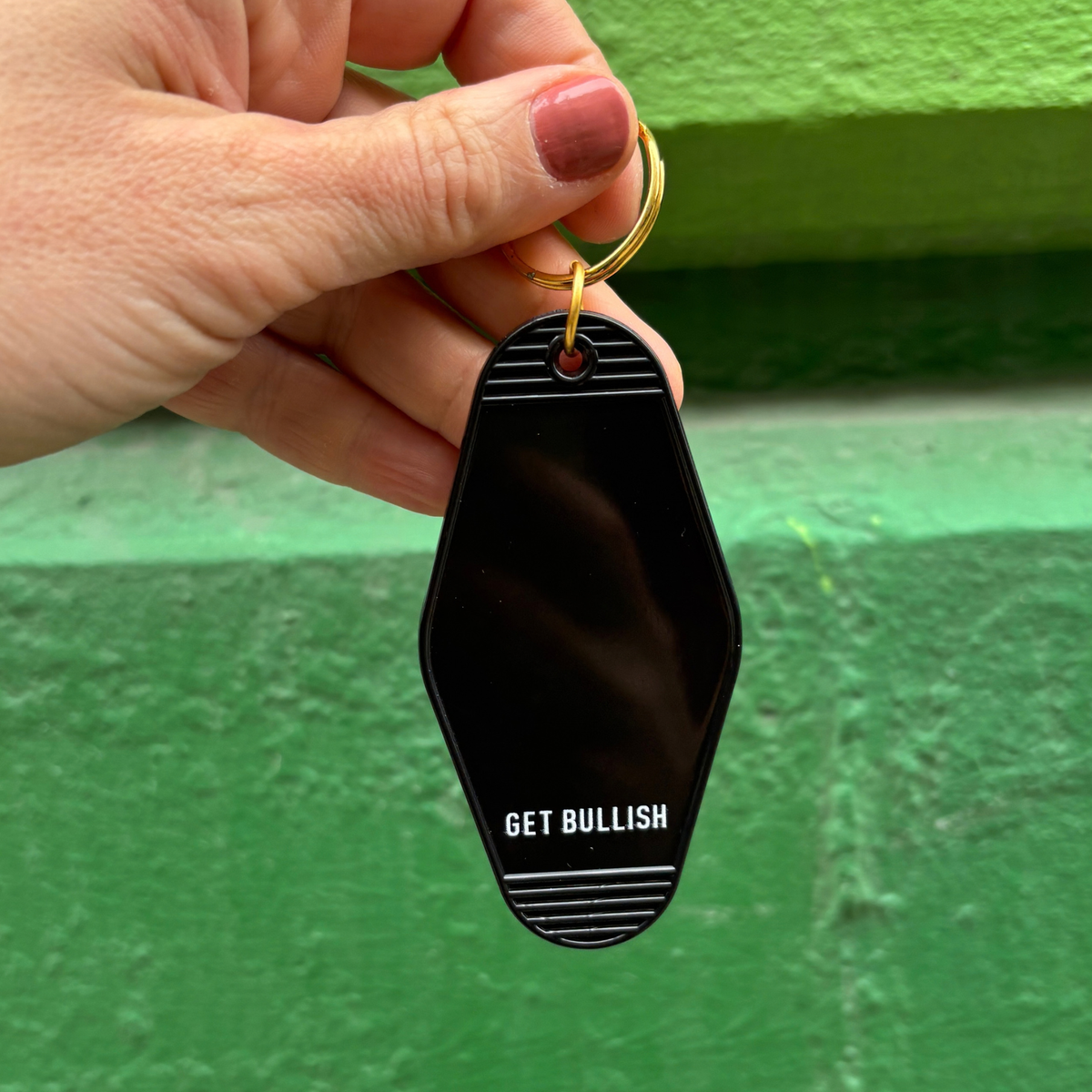 Real Americans Fight Fascists Not Become Them Motel Style Keychain in Black-GetBullish-The Bullish Store