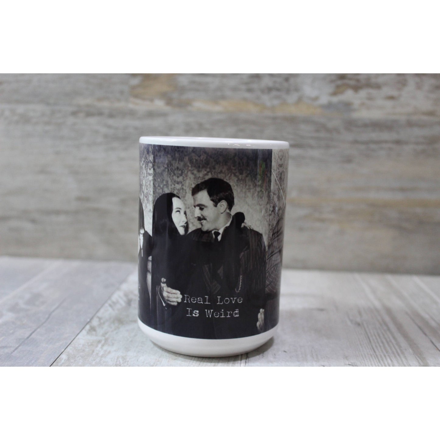 Real Love Is Weird Morticia and Gomez Ceramic Coffee Mug | The Addams Tea Cup | 15 oz