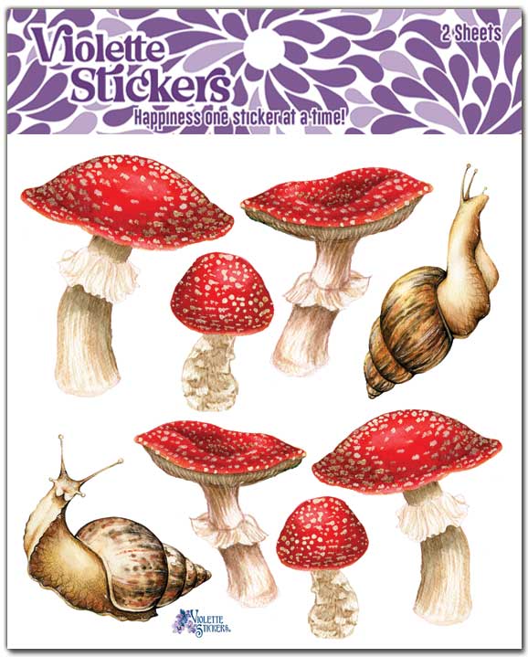 Real Mushrooms Stickers | 4" x 4" Paper Stickers | 2 Sheets