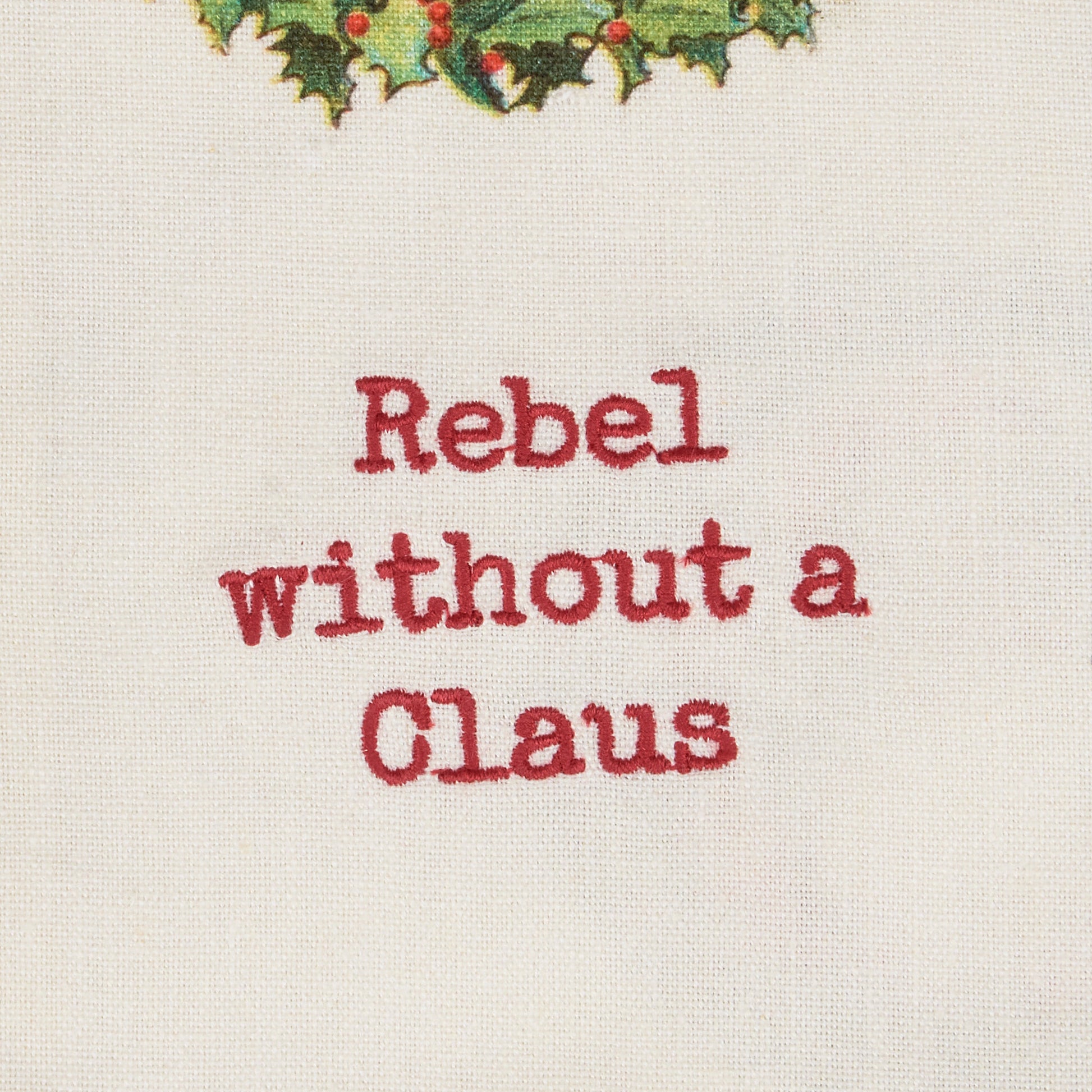 Rebel Without A Claus Kitchen Towel | Christmas-themed Cotton Hand Tea Dish Cloth | 18" x 28"