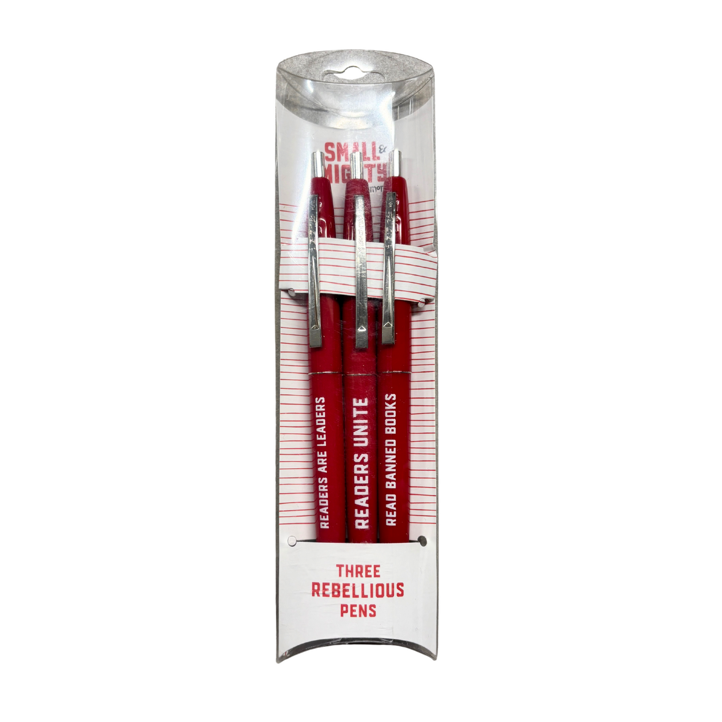 Rebellious Reader Pen Set | 3 Pieces Bic Click Red Ballpoint Pen | Read Banned Books