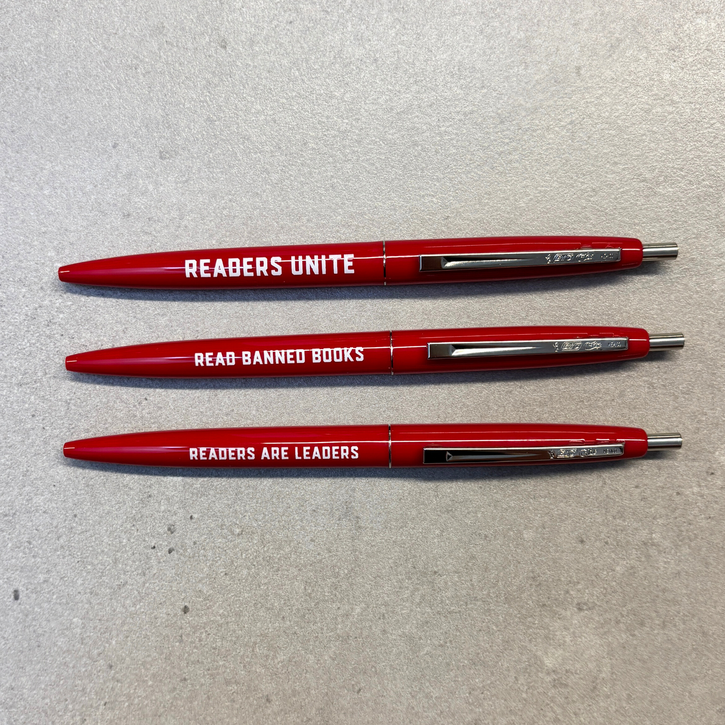 Rebellious Reader Pen Set | 3 Pieces Bic Click Red Ballpoint Pen | Read Banned Books