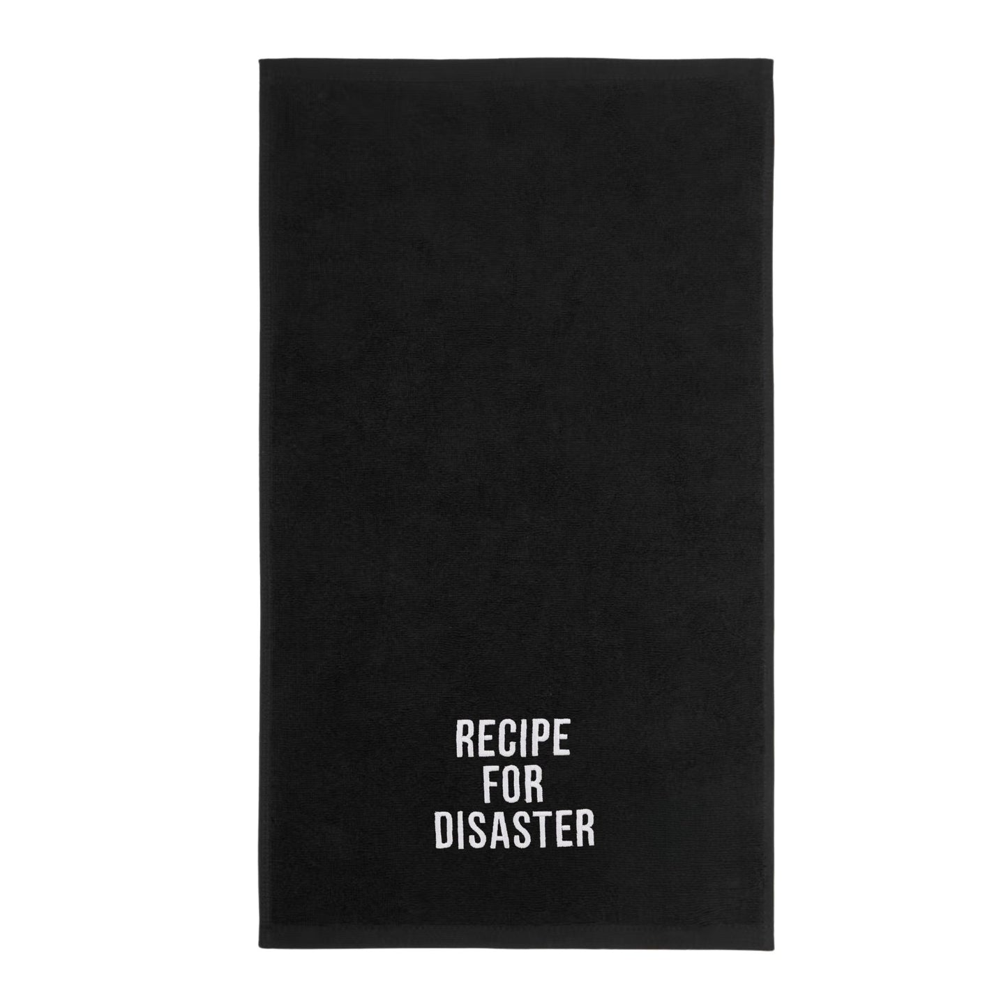 Recipe For Disaster Dish Cloth Towel | Novelty Tea Towel | Embroidered Text | 20" x 28"