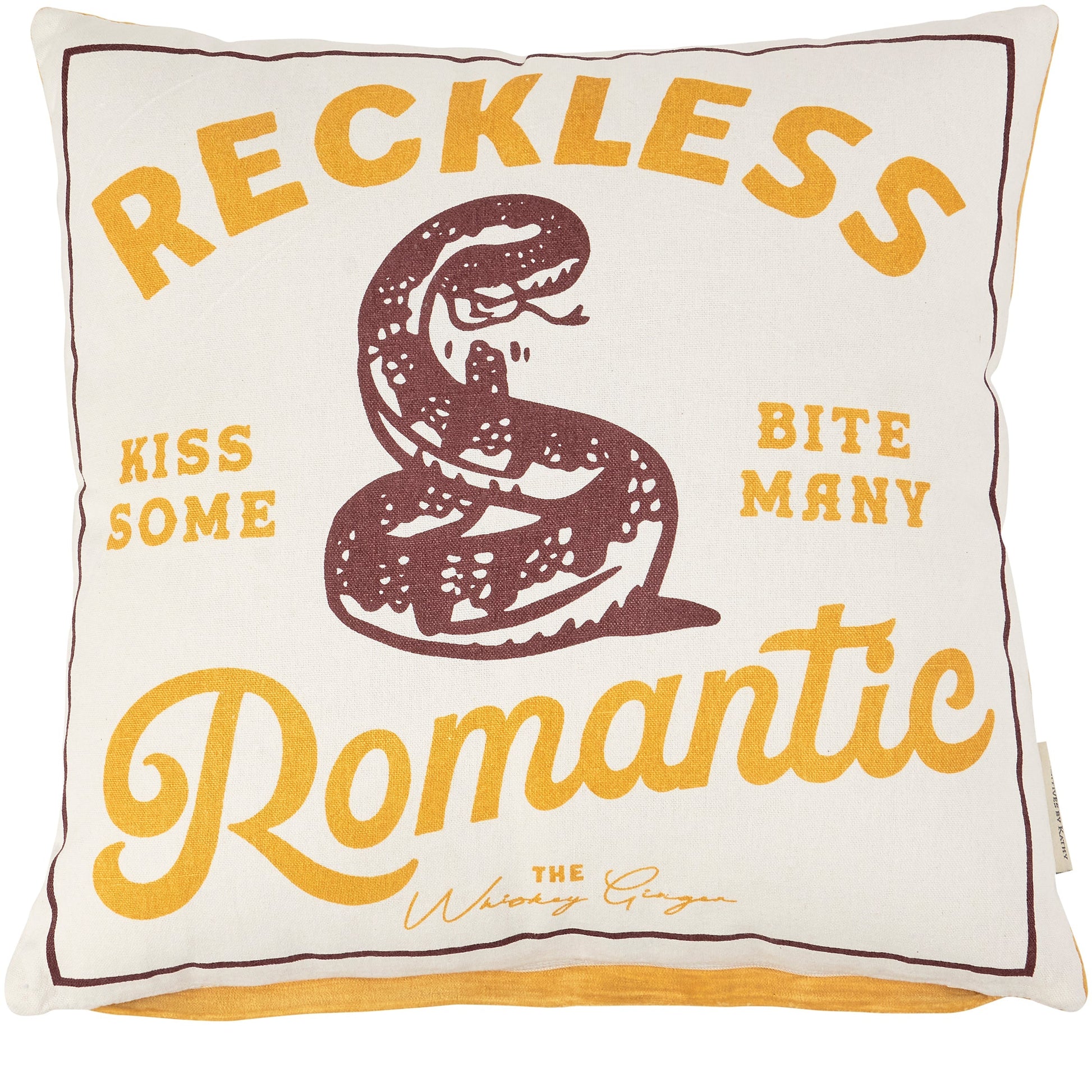 Reckless Romantic Kiss Some Bite Many Rattlesnake Throw Pillow | Western Themed Cushion | 16" x 16"