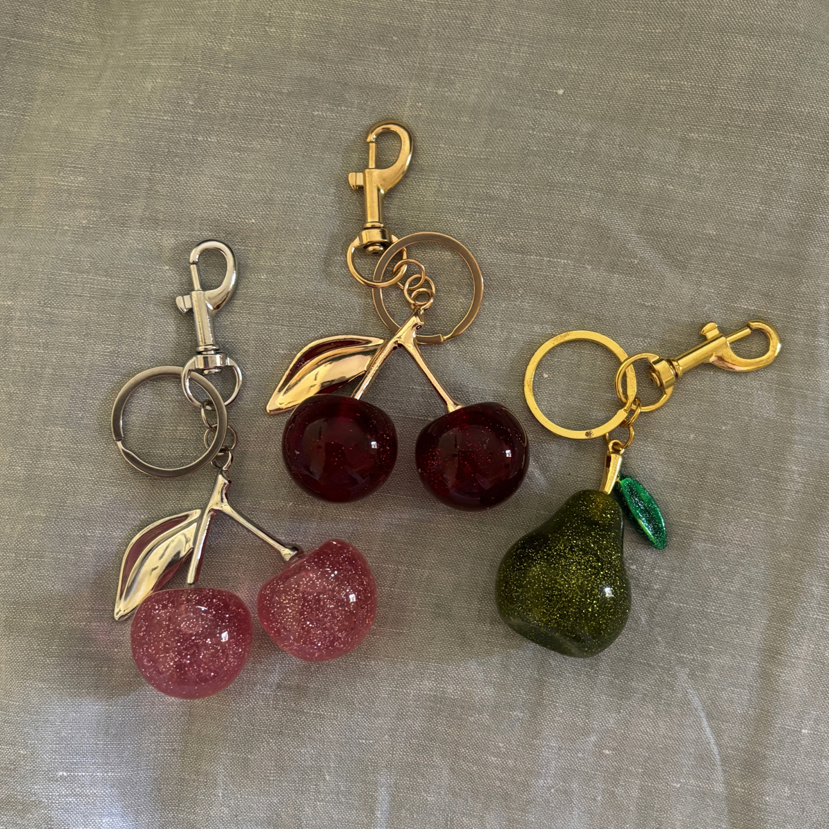 Red Cherries Bag Charm Keychain | Gold | Paper & Quartz-Paper & Quartz-The Bullish Store
