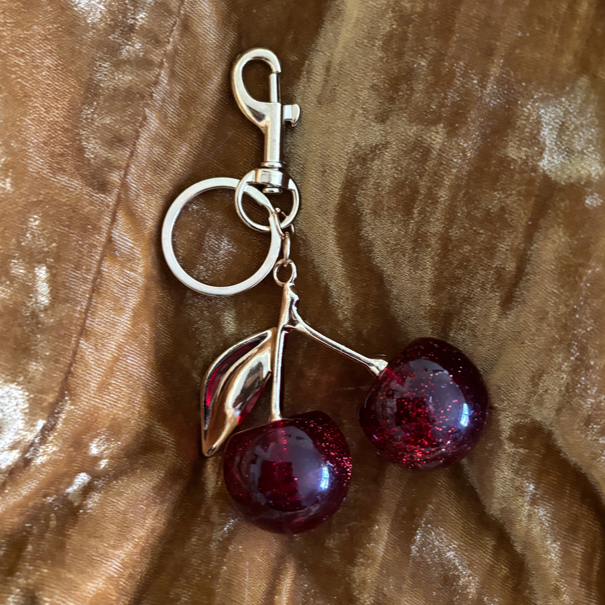 Red Cherries Bag Charm Keychain | Gold | Paper & Quartz-Paper & Quartz-The Bullish Store