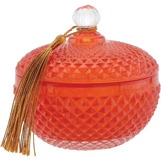 Red Faceted Glass Jar with Gold Tassel | 3.5" x 3.5" | 47th & Main-47th & Main-The Bullish Store