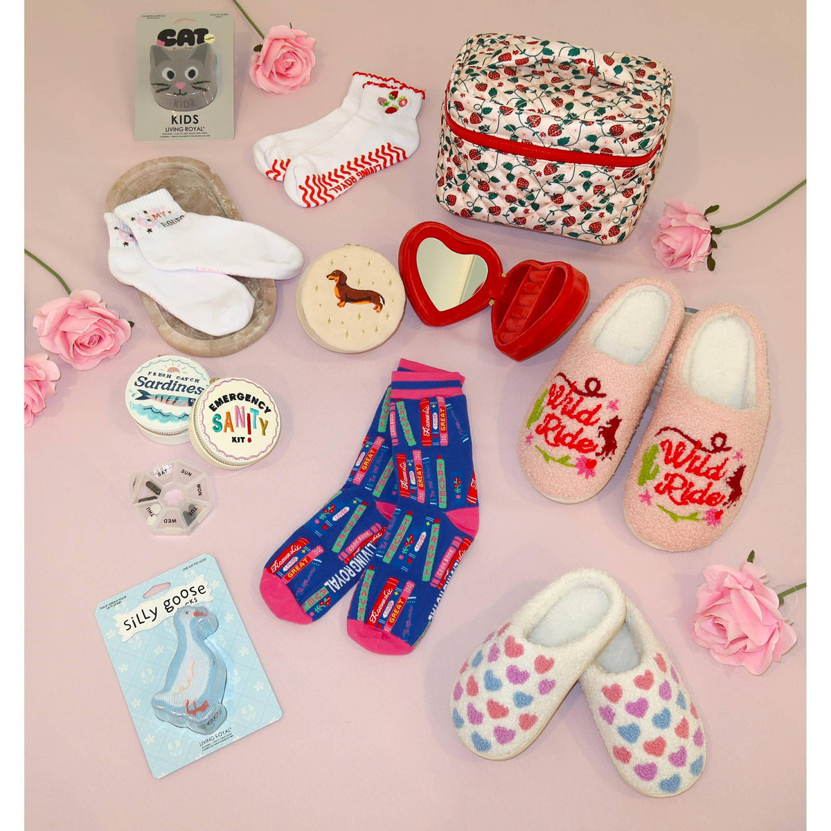 Red Heart & Roses Velvet Jewelry Travel Case-Living Royal-The Bullish Store