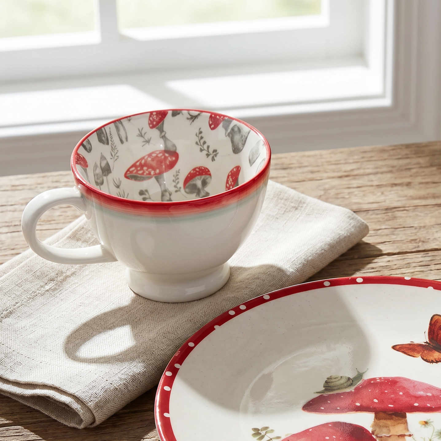 Red Mushroom Stoneware Mug