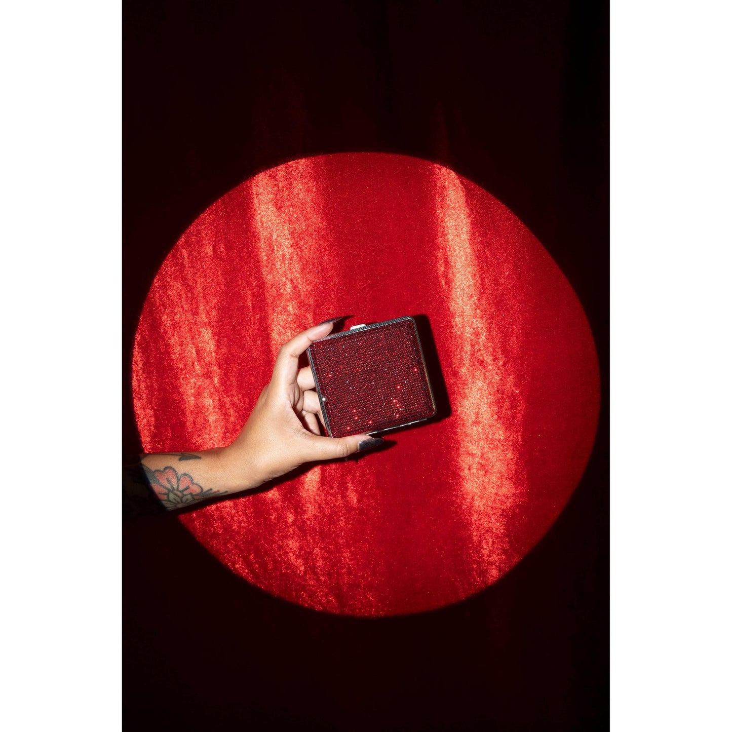 Red Rhinestone Cigarette Case | Glam Slim Disco Diva Sparkly Cig Case Holder