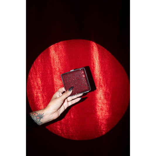 Red Rhinestone Cigarette Case | Glam Slim Disco Diva Sparkly Cig Case Holder