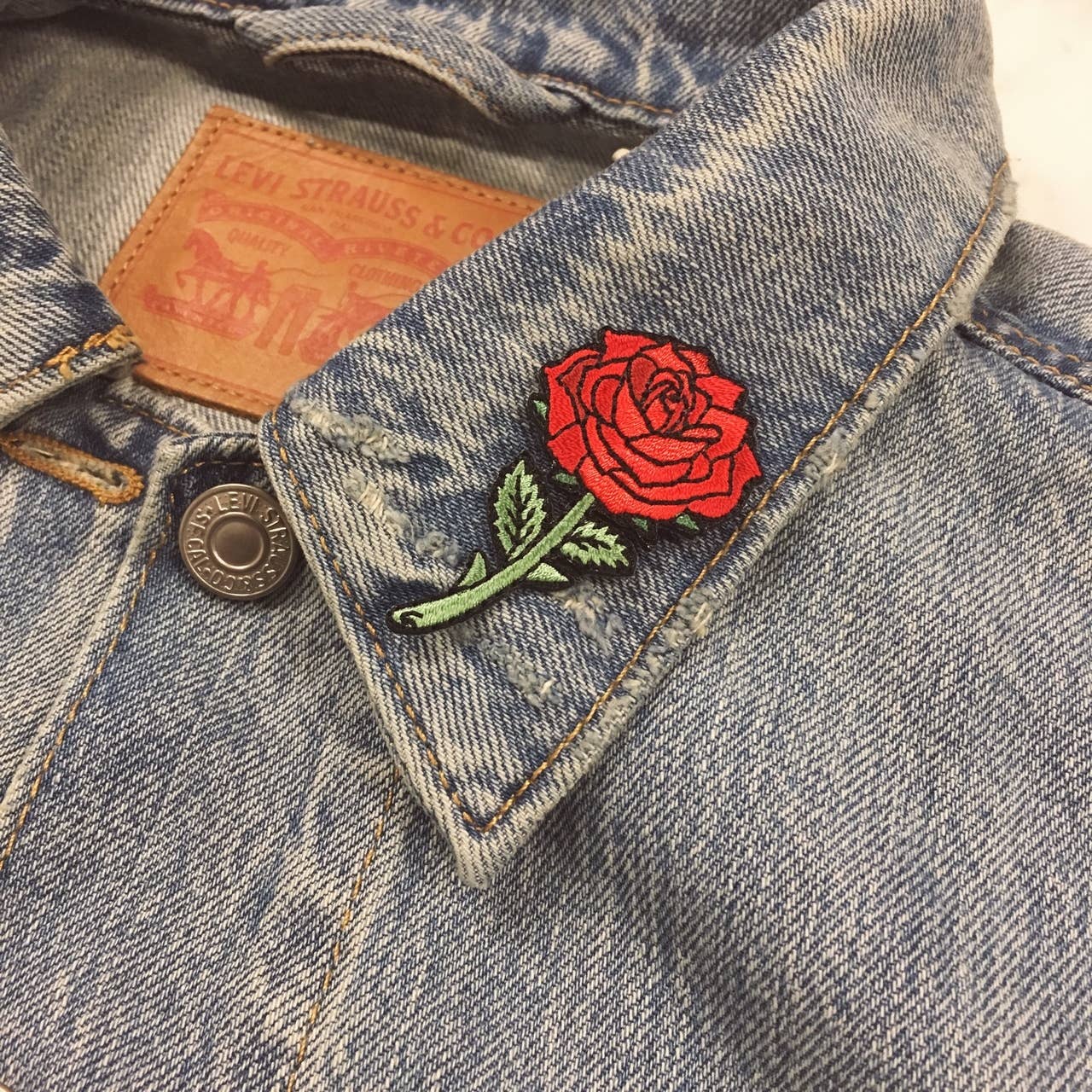 Red Rose Iron On Patch | Plant Embroidered Flower Applique
