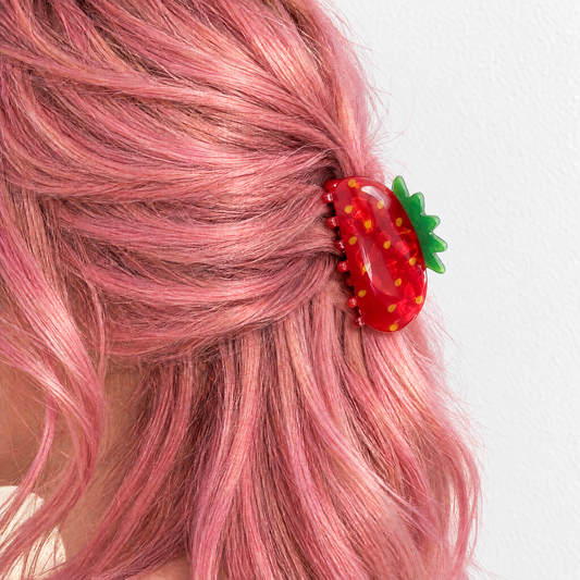 Red Strawberry Resin Hair Claw Clip-SoapElenGlen-The Bullish Store