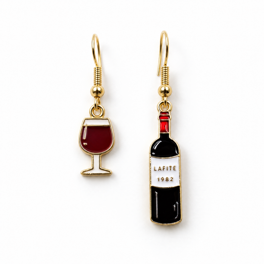 Red Wine Bottle and Goblet Earrings | Wine Lover Gift