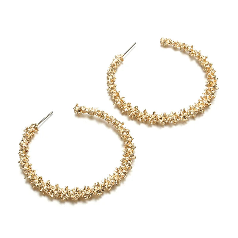 Regal Queen Textured Hoop Earrings (Gold or Silver)