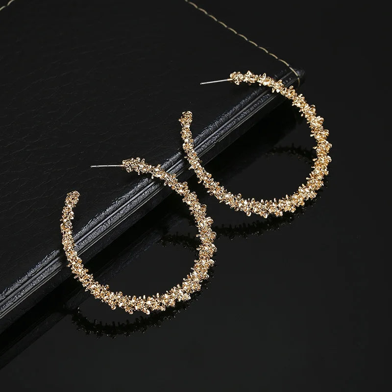 Regal Queen Textured Hoop Earrings (Gold or Silver)