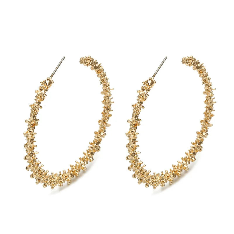 Regal Queen Textured Hoop Earrings (Gold or Silver)