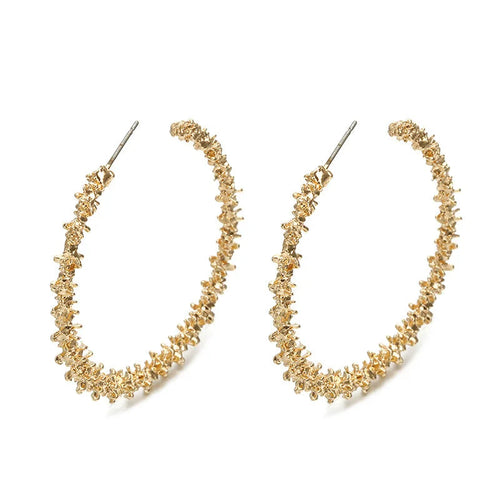 Regal Queen Textured Hoop Earrings (Gold or Silver)