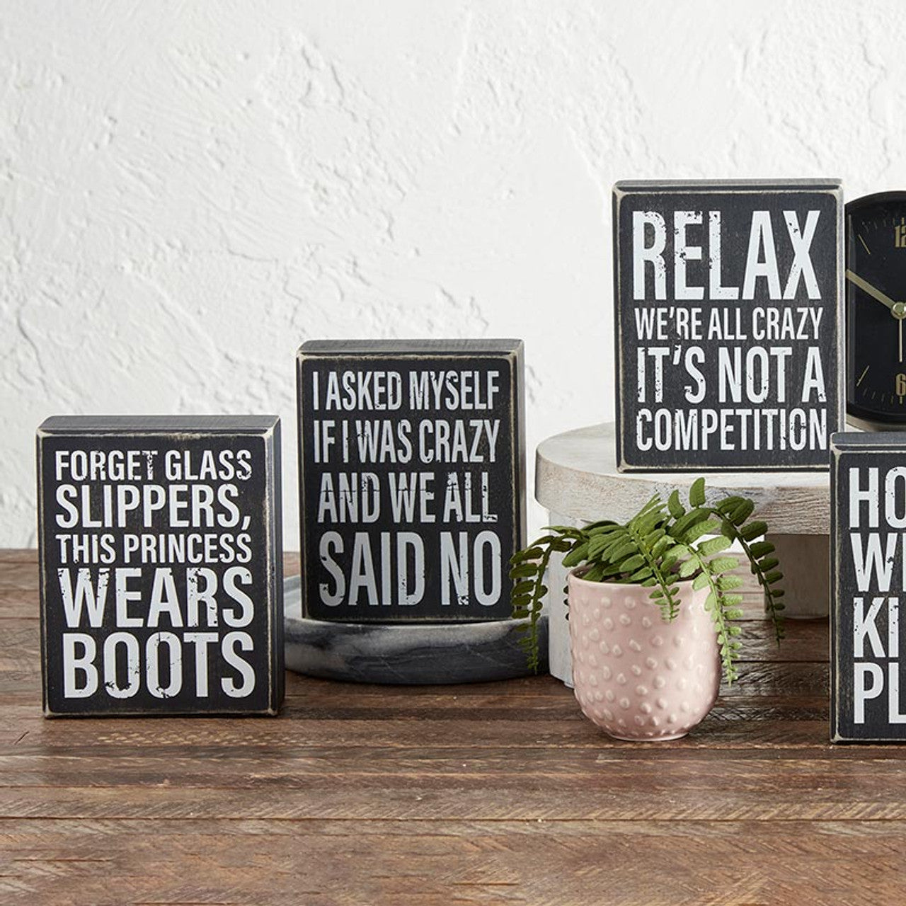 Relax, We're All Crazy It's Not A Competition Box Sign | Wooden Box Wall Tabletop Decor | 4" x 5"